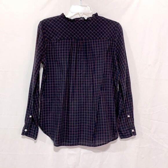🟢3 items for $20 ——J.CREW Mercantile windowpane pintucked top Women’s size 2 - Picture 2 of 8